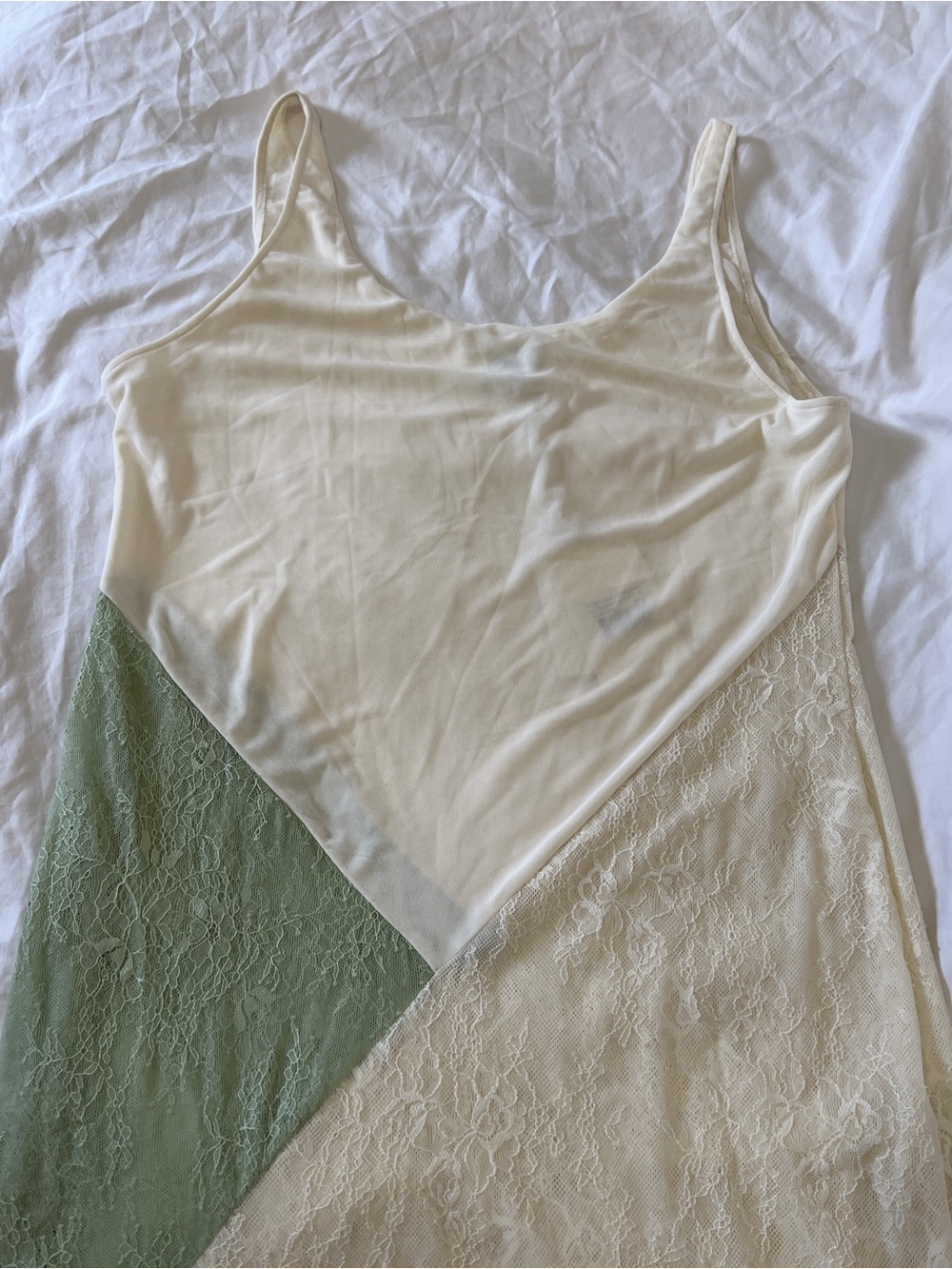 Peppermayo Twilight Dreams Maxi Dress 12 Ivory Green Lace Mesh Sheer - Picture 9 of 11